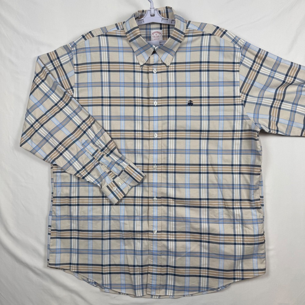 Brooks Brothers Madison XL Mens Non-Iron Supima Cotton Plaid Button Down Shirt